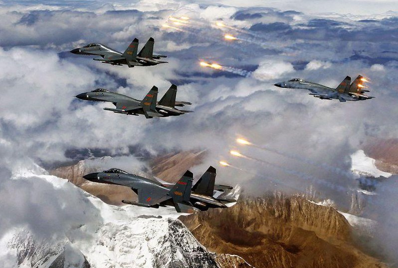 Aerial photos taken on J-11 fighter