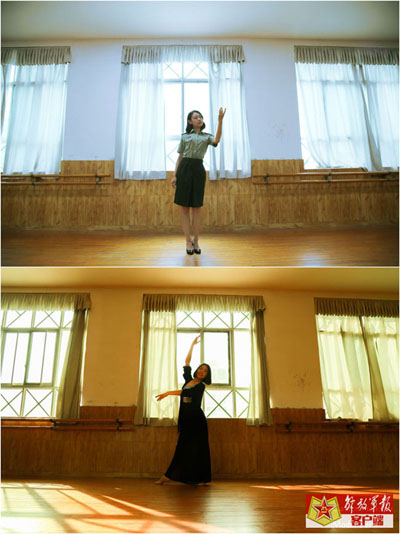 Versatile female soldiers in military camp
