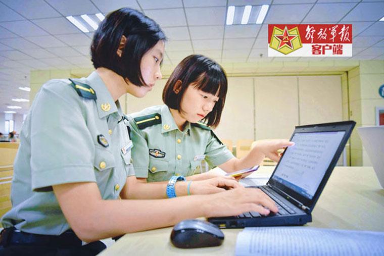 Versatile female soldiers in military camp
