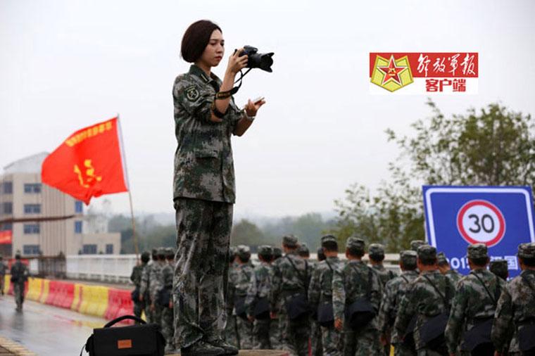 Versatile female soldiers in military camp
