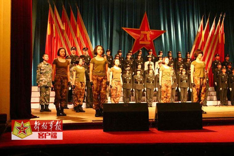 Versatile female soldiers in military camp
