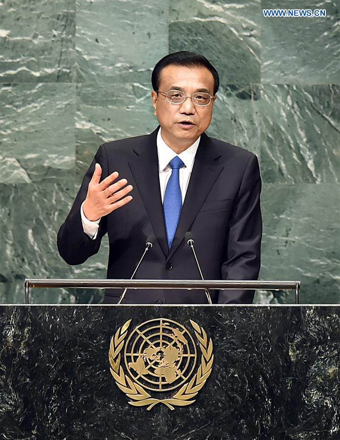 Chinese premier calls for joint efforts to promote sustainable development at UN