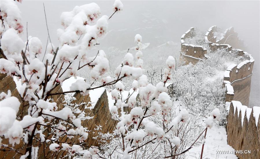 Snow scenery in suburban district of Huairou in Beijing