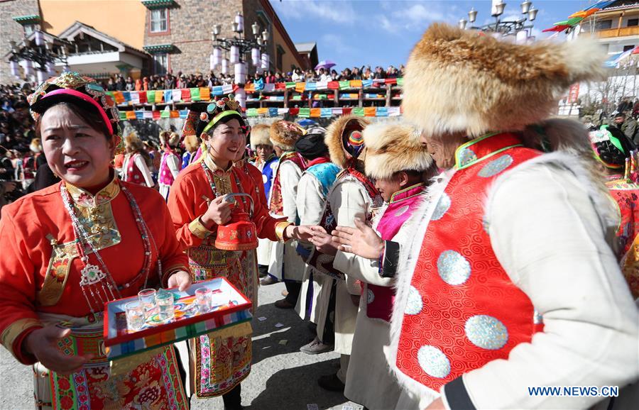 People of Tibetan ethnic group celebrate Shangjiu Festival in SW China