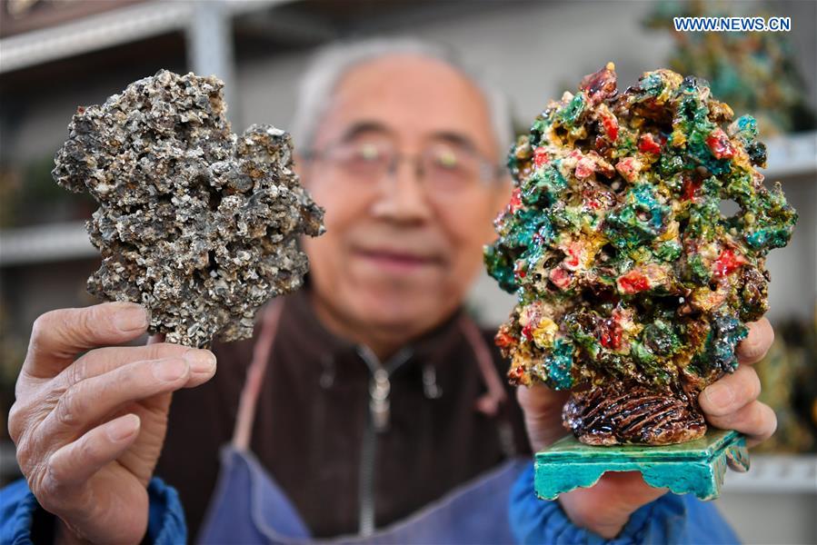 Inheritor of coloured glaze firing skill transforms waste into artwork in China's Shanxi