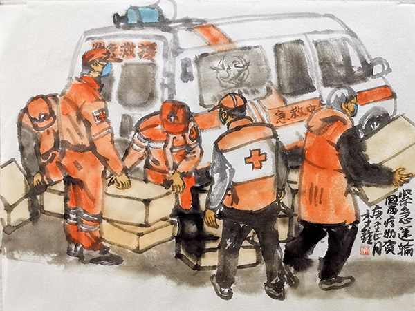 Shanghai painter creates two art pieces per day to pay homage to “white soldiers” on the coronavirus frontline