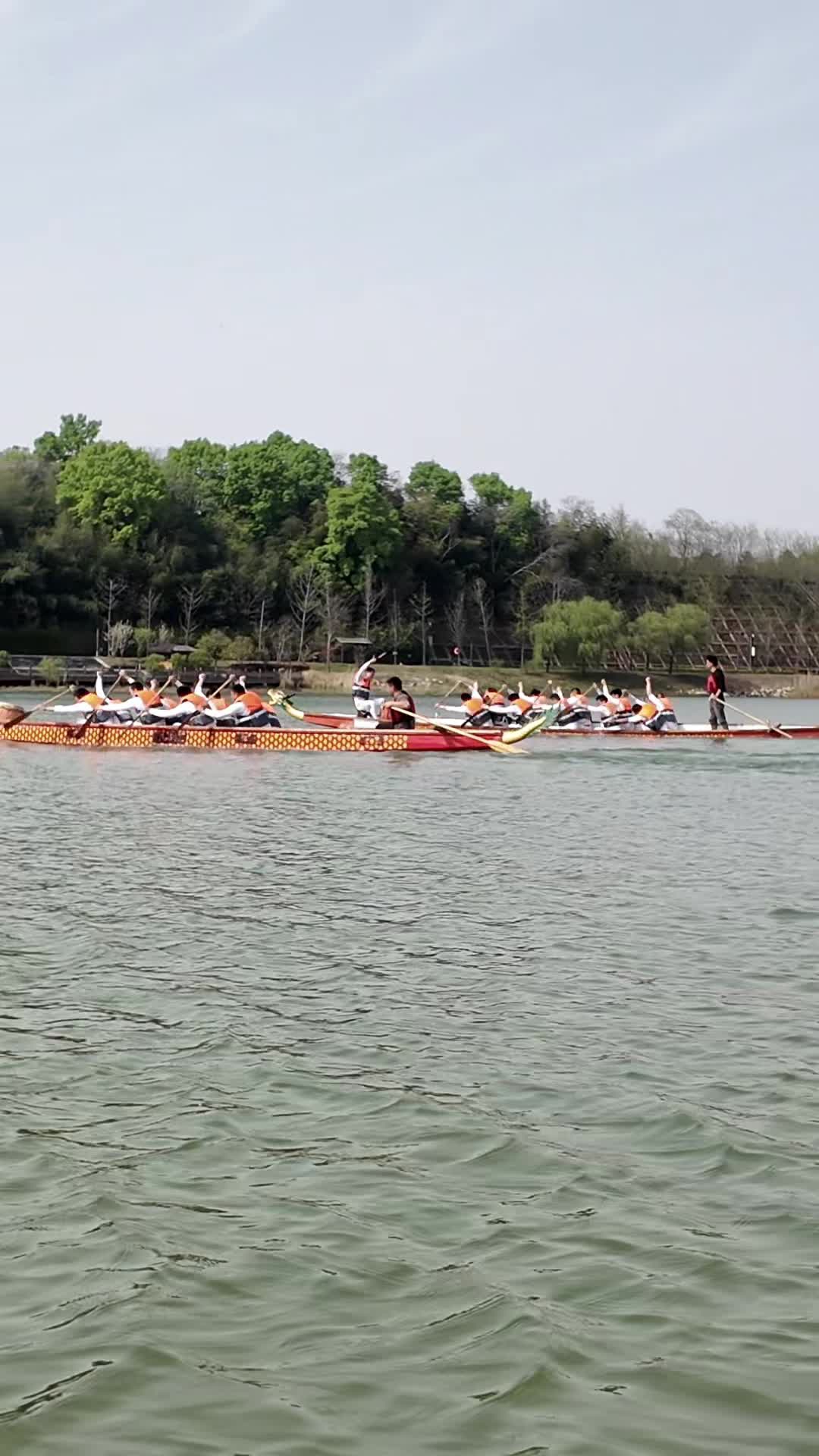 Racing dragon boats on the Miluo River, C China's Hunan