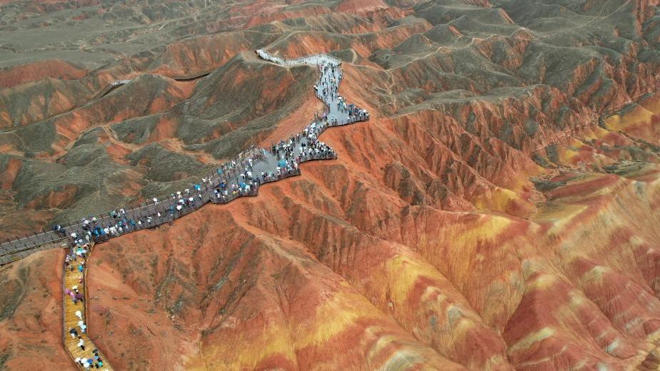 Rain scenery of Danxia landform in China's Gansu