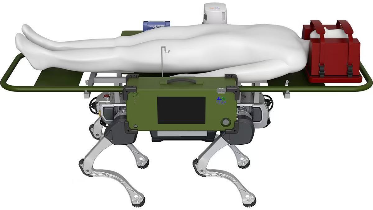 The world's first emergency rescue robot and emergency transport robot, independently developed by CSSC Haishen Company and Hangzhou-based DEEP Robotics Photo: Science and Technology Daily