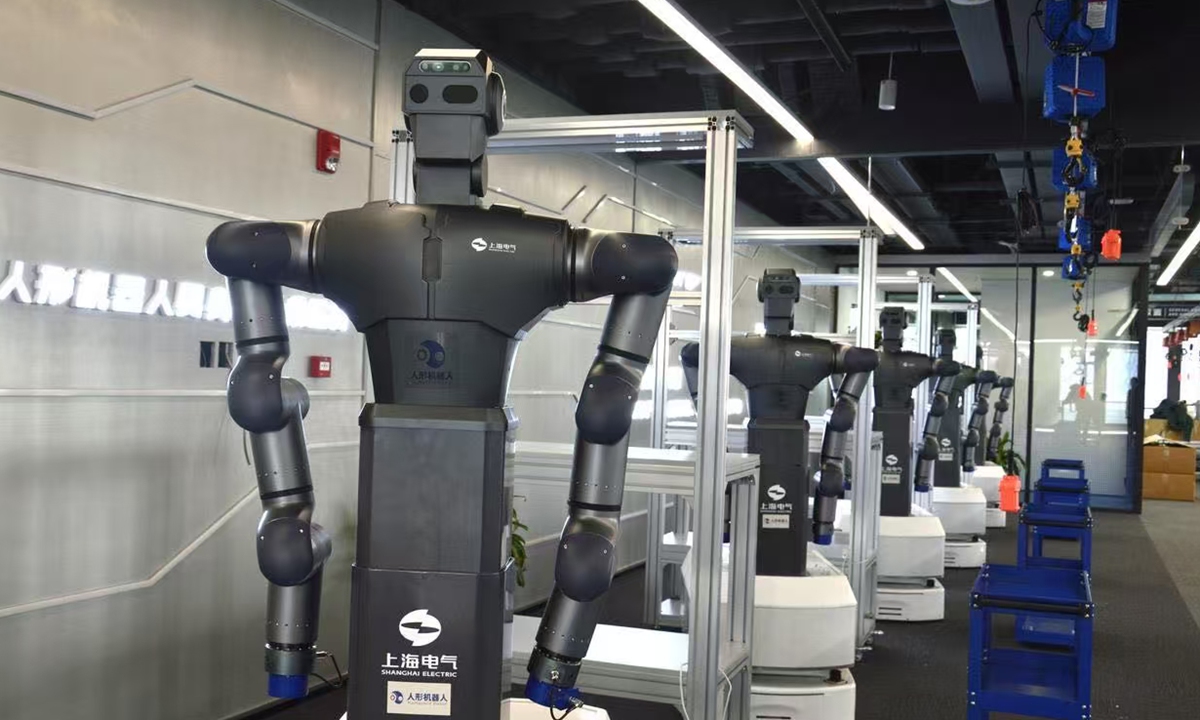 Humanoid robots undergo training at the National and Local Co-Built Humanoid Robotics Innovation Center in Shanghai. Photo: Courtesy of the National and Local Co-Built Humanoid Robotics Innovation Center