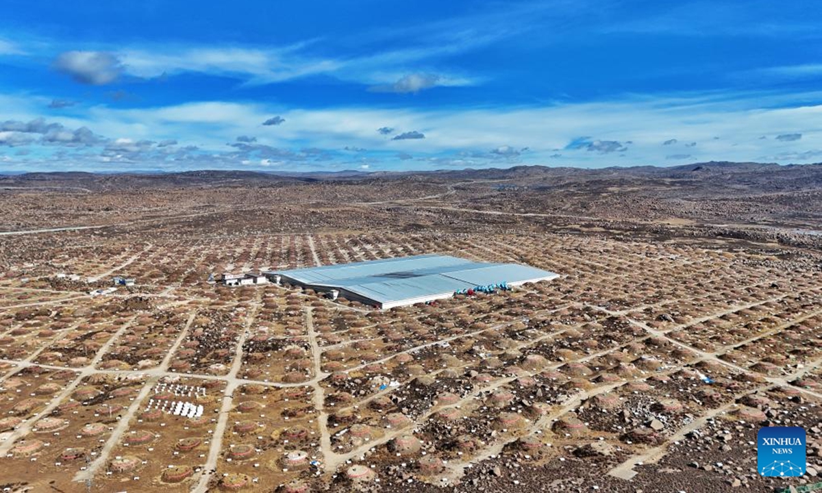 An aerial drone photo taken on October 28, 2025 shows a view of the Large High Altitude Air Shower Observatory (LHAASO) in Daocheng county, Southwest China's Sichuan Province. Photo: Xinhua