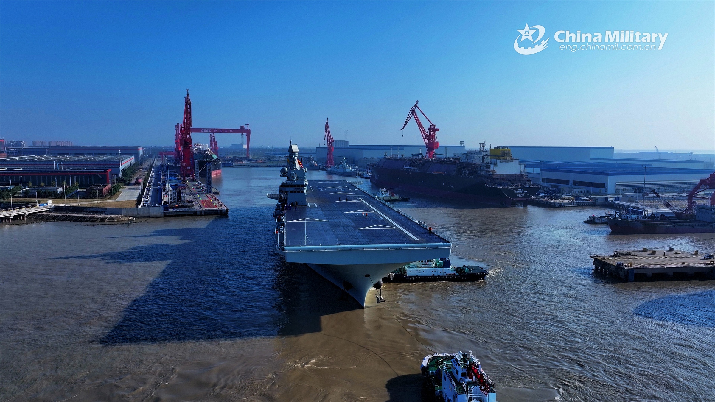 Chinese PLA Navy's first Type 076 amphibious assault ship 'Sichuan' conducts first sea trial